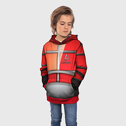 Толстовка-худи детская Lexus carbon car, цвет: 3D-красный — фото 2