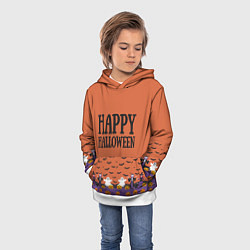 Толстовка-худи детская Happy Halloween pattern, цвет: 3D-белый — фото 2