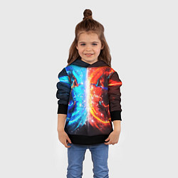 Толстовка-худи детская Битва планет абстракция, цвет: 3D-черный — фото 2