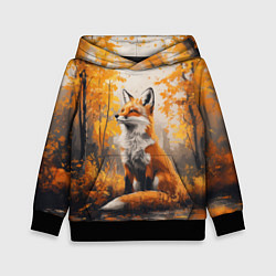 Толстовка-худи детская Мечтательная лиса, цвет: 3D-черный
