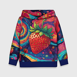 Толстовка-худи детская Психоделика клубничка, цвет: 3D-синий