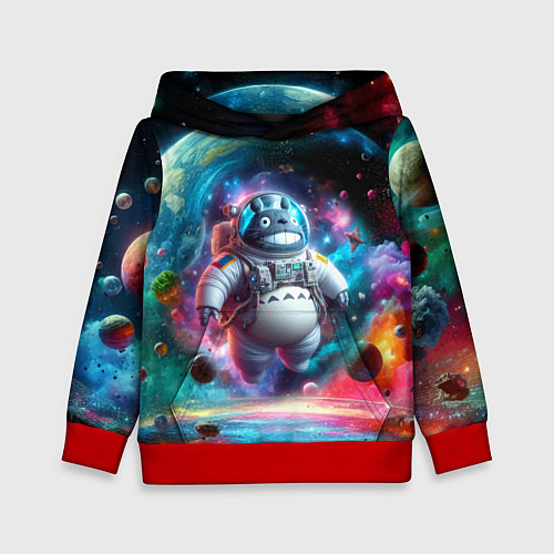 Детская толстовка Astronaut Totoro in neon space - ai art fantasy / 3D-Красный – фото 1