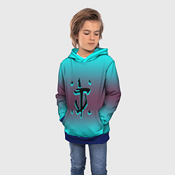 Толстовка-худи детская Doom gradient logo, цвет: 3D-синий — фото 2