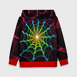 Толстовка-худи детская Психоделика текстура фрактал, цвет: 3D-красный
