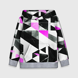 Толстовка-худи детская Black and pink abstraction on a white background, цвет: 3D-меланж