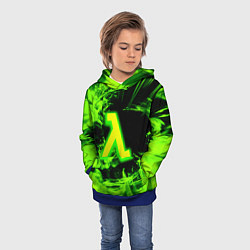 Толстовка-худи детская Half life кислотное лого огонь, цвет: 3D-синий — фото 2