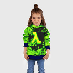 Толстовка-худи детская Half life кислотное лого огонь, цвет: 3D-синий — фото 2