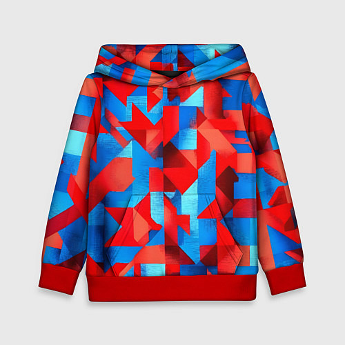 Детская толстовка Сине красная абстракция / 3D-Красный – фото 1