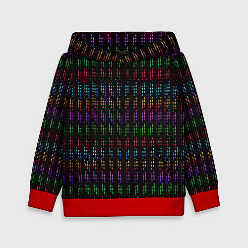 Детская толстовка Разноцветные точки на чёрном фоне / 3D-Красный – фото 1