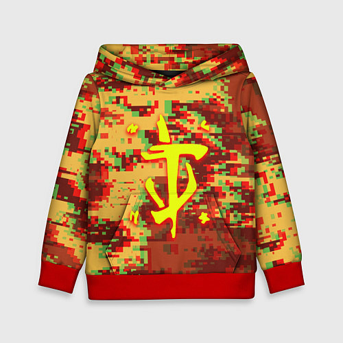 Детская толстовка Doom камуфляж глитч / 3D-Красный – фото 1