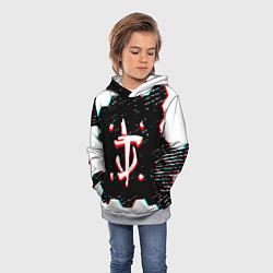 Толстовка-худи детская Doom hexagon glitch color, цвет: 3D-меланж — фото 2