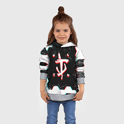 Толстовка-худи детская Doom hexagon glitch color, цвет: 3D-меланж — фото 2