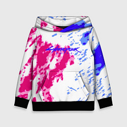 Толстовка-худи детская Cyberpunk 2077 неоновые краски, цвет: 3D-черный