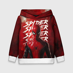 Толстовка-худи детская Spider-man red background, цвет: 3D-белый