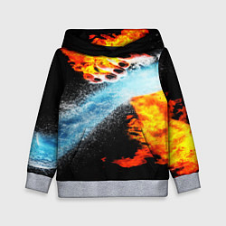 Толстовка-худи детская Огонь и вода столкновение, цвет: 3D-меланж