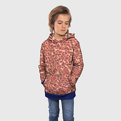 Толстовка-худи детская Тёмно красные плитки на бежевом фоне, цвет: 3D-синий — фото 2