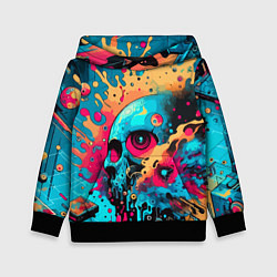 Толстовка-худи детская Абстракция с черепом - нейроарт, цвет: 3D-черный