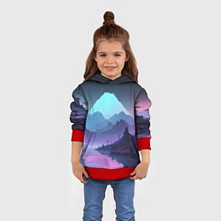 Толстовка-худи детская Неоновая гора, цвет: 3D-красный — фото 2