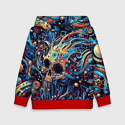 Толстовка-худи детская Фантазийная композиция с черепом, цвет: 3D-красный