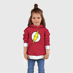 Толстовка-худи детская Flash on red background, цвет: 3D-белый — фото 2