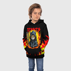 Толстовка-худи детская Кот теннисист, цвет: 3D-черный — фото 2