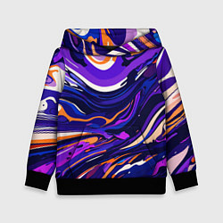 Толстовка-худи детская Разноцветная абстракция разводов, цвет: 3D-черный