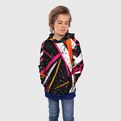 Толстовка-худи детская Разноцветные праздничные линии, цвет: 3D-синий — фото 2