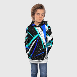 Толстовка-худи детская Разноцветные праздничные линии, цвет: 3D-белый — фото 2