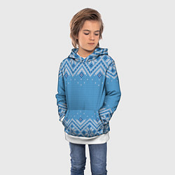 Толстовка-худи детская Вязаный скандинавский орнамент, цвет: 3D-белый — фото 2