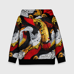 Толстовка-худи детская Яркий змеиный паттерн, цвет: 3D-черный