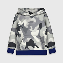Толстовка-худи детская Бело-серый камуфляж, цвет: 3D-синий