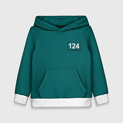 Толстовка-худи детская Игрок 124 - Игра в кальмара, цвет: 3D-белый