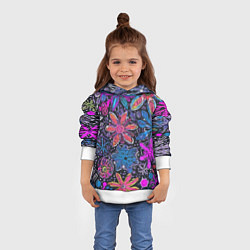 Толстовка-худи детская Неоновые абстрактные снежинки, цвет: 3D-белый — фото 2