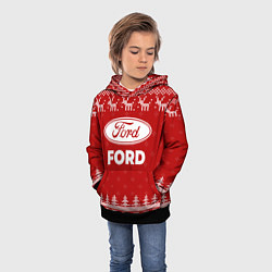 Толстовка-худи детская Новогодний Ford с оленями, цвет: 3D-черный — фото 2