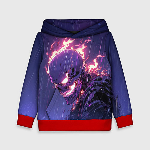Детская толстовка Ghost Rider - Neon rain / 3D-Красный – фото 1