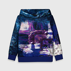 Толстовка-худи детская Глитч текстура - искаженное пространство, цвет: 3D-синий