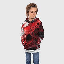 Толстовка-худи детская Красно-белая абстрактная структура, цвет: 3D-белый — фото 2