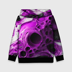 Толстовка-худи детская Фиолетово-белая абстрактная структура, цвет: 3D-черный