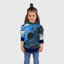 Толстовка-худи детская Сине-белая абстрактная структура, цвет: 3D-синий — фото 2