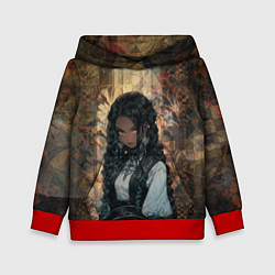 Толстовка-худи детская Темнокожая красавица, цвет: 3D-красный