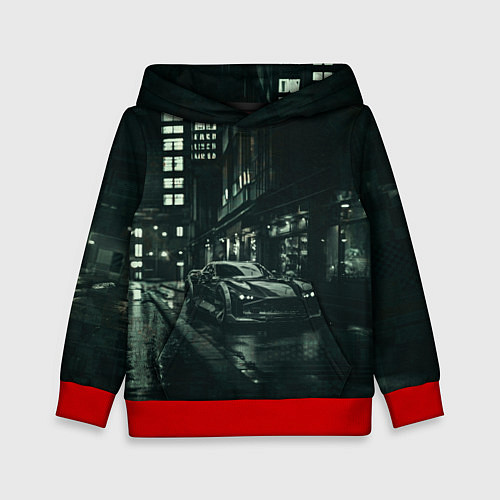 Детская толстовка Спорткар на тёмной улице / 3D-Красный – фото 1
