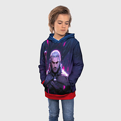 Толстовка-худи детская Geralt - neon rain, цвет: 3D-красный — фото 2