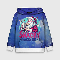 Толстовка-худи детская Санта ест печенье с молоком, цвет: 3D-белый