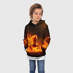 Толстовка-худи детская Огненная лошадь, цвет: 3D-белый — фото 2