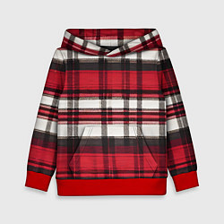 Толстовка-худи детская Красно-белая ткань в клетку, цвет: 3D-красный