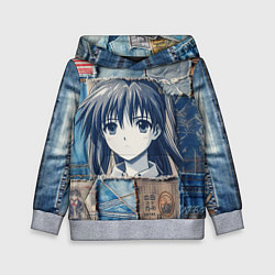 Толстовка-худи детская Героиня аниме на пэчворк, цвет: 3D-меланж