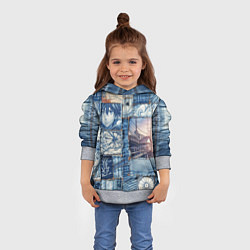 Толстовка-худи детская Пэчворк с мотивами аниме, цвет: 3D-меланж — фото 2