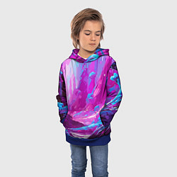 Толстовка-худи детская Фиолетовая кислотная абстракция, цвет: 3D-синий — фото 2