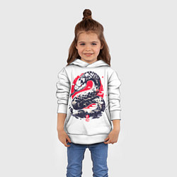 Толстовка-худи детская Змея и иероглифы, цвет: 3D-белый — фото 2