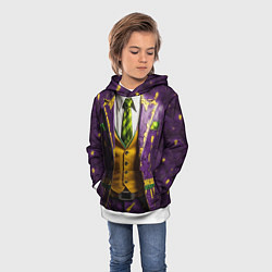 Толстовка-худи детская Фиолетовый костюм Джокера, цвет: 3D-белый — фото 2